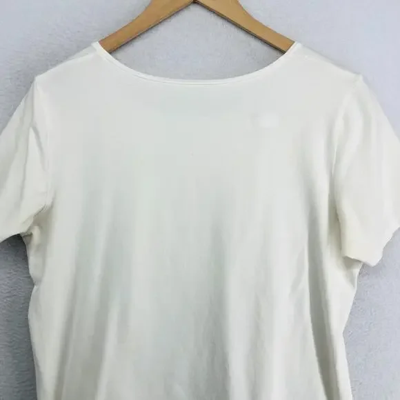 EILEEN FISHER Top XL Stretch Organic Cotton Jersey Round Neck Off White USA - Picture 4 of 12